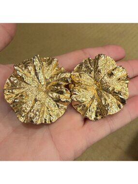 Vtg Mimi Di N Gold Tone Botanical Leaf Strip Belt Buckle Signed 1980s Designer